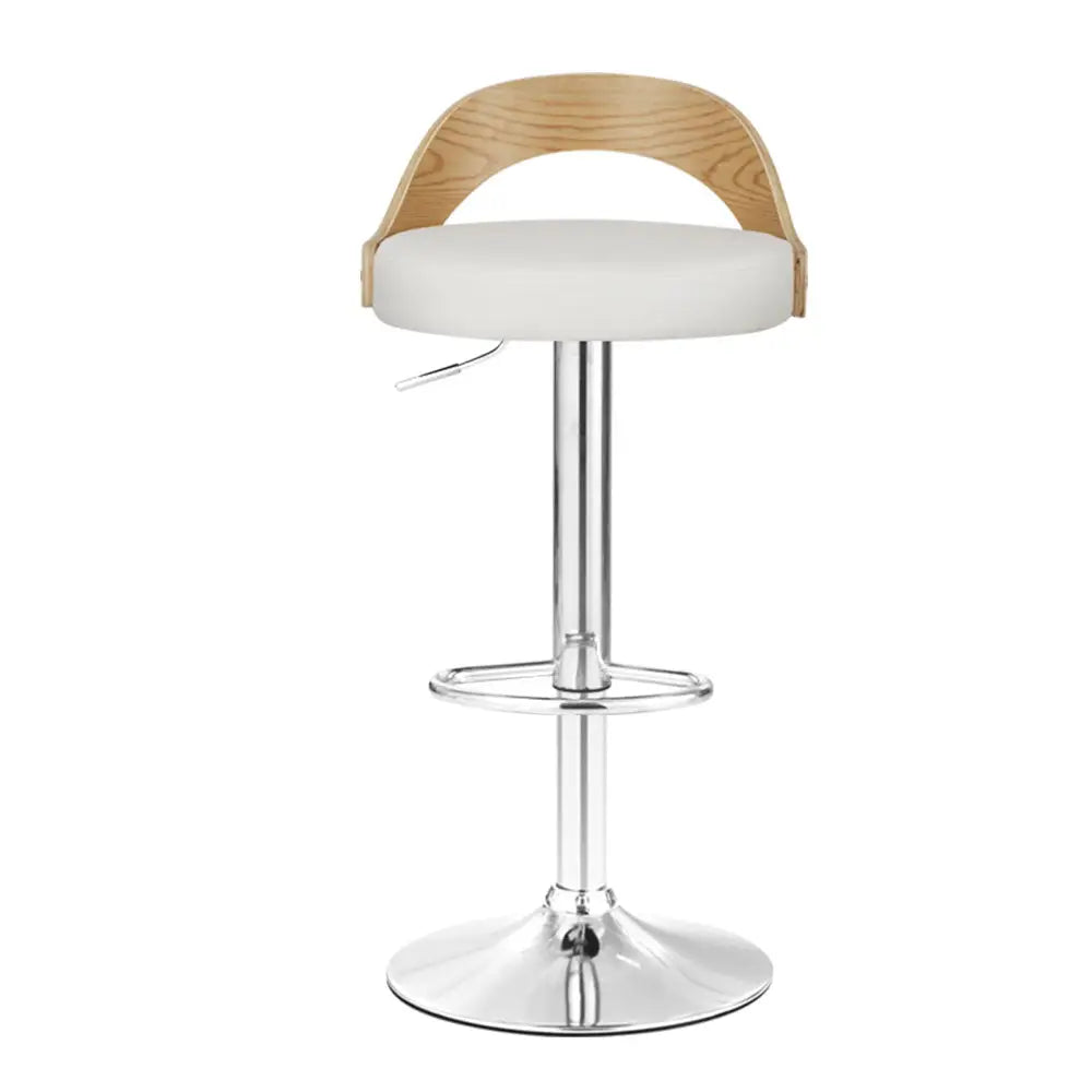 Artiss 2x Bar Stools Adjustable Leather Padded White - Furniture > Bar Stools & Chairs