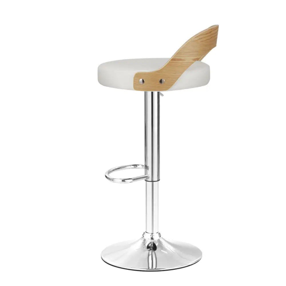 Artiss 2x Bar Stools Adjustable Leather Padded White - Furniture > Bar Stools & Chairs
