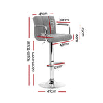 Artiss 2x Bar Stools Fabric Gas Lift w/Armrest Grey - Furniture > Bar Stools & Chairs