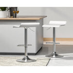 Artiss 2x Bar Stools Faux Leather Chair White - Furniture > Bar Stools & Chairs