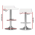 Artiss 2x Bar Stools Faux Leather Chair White - Furniture > Bar Stools & Chairs