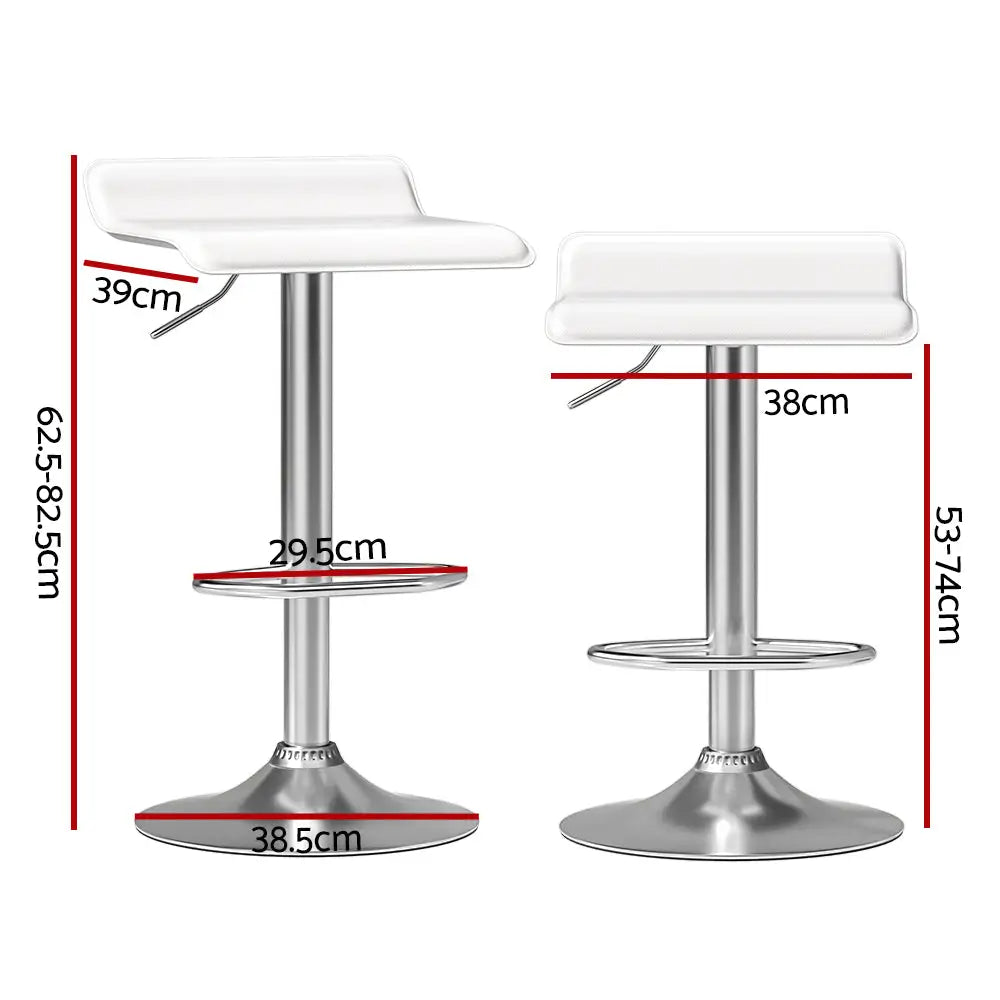 Artiss 2x Bar Stools Faux Leather Chair White - Furniture > Bar Stools & Chairs