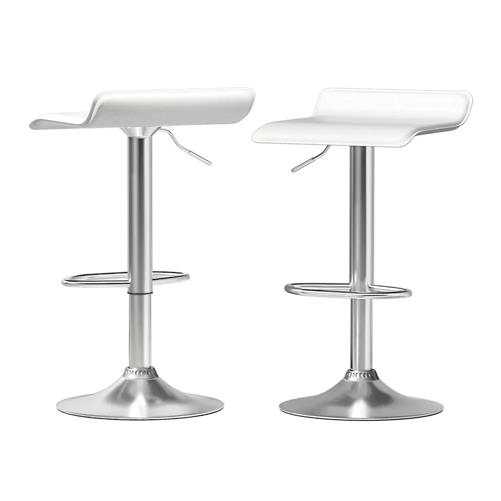 Artiss 2x Bar Stools Faux Leather Chair White - Furniture > Bar Stools & Chairs