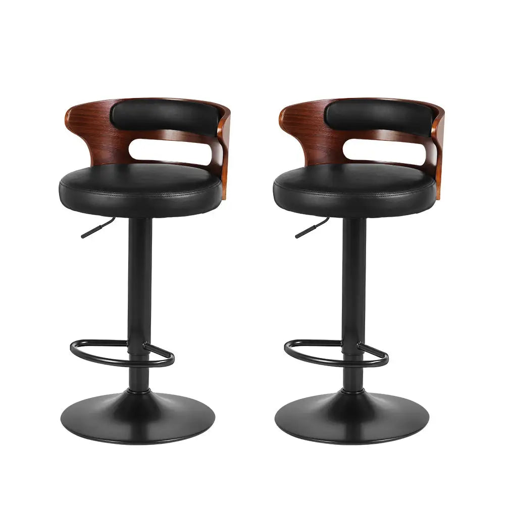 Artiss 2x Bar Stools Gas Lift Faux Leather - Furniture > Bar Stools & Chairs > Table & Bar Stools