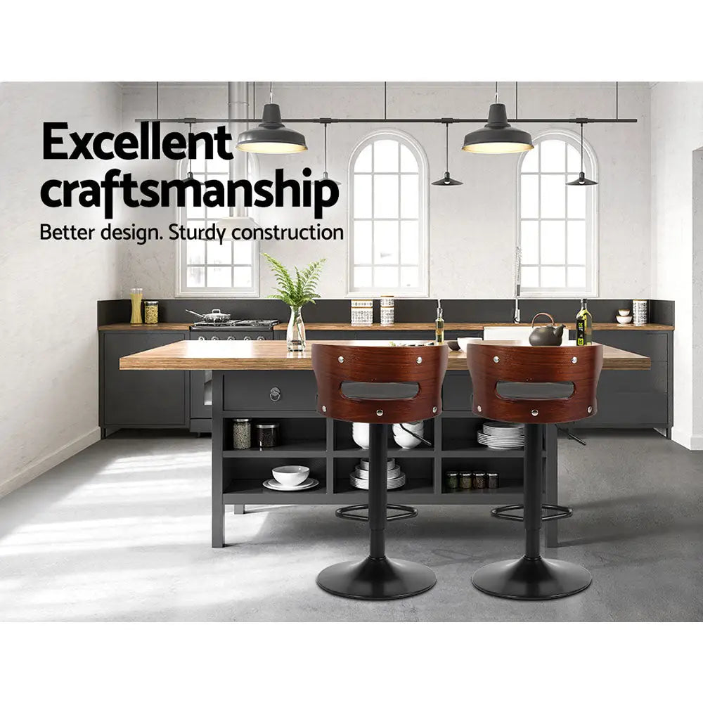 Artiss 2x Bar Stools Gas Lift Faux Leather - Furniture > Bar Stools & Chairs > Table & Bar Stools