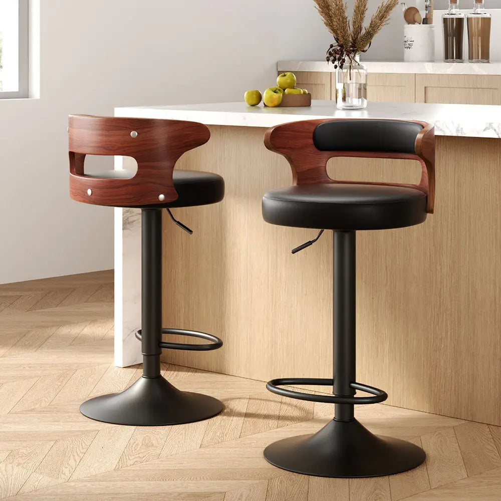 Artiss 2x Bar Stools Gas Lift Faux Leather - Furniture > Bar Stools & Chairs > Table & Bar Stools