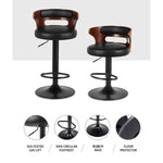 Artiss 2x Bar Stools Gas Lift Faux Leather - Furniture > Bar Stools & Chairs > Table & Bar Stools