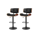 Artiss 2x Bar Stools Gas Lift Leather All Black - Furniture > Bar Stools & Chairs > Table & Bar Stools