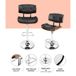 Artiss 2x Bar Stools Gas Lift Leather Black - Furniture > Bar Stools & Chairs