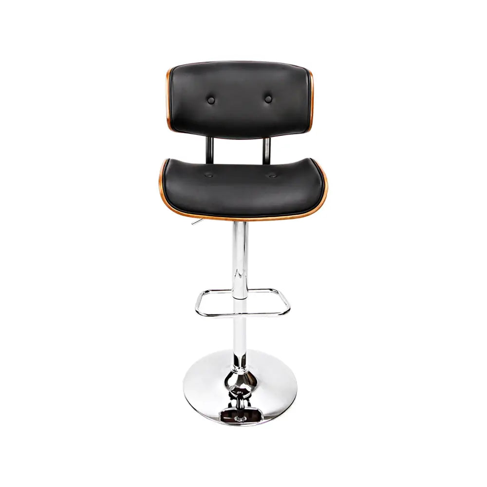 Artiss 2x Bar Stools Gas Lift Leather Black - Furniture > Bar Stools & Chairs