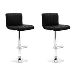 Artiss 2x Bar Stools Gas Lift Leather Chairs Black - Furniture > Bar Stools & Chairs