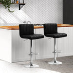 Artiss 2x Bar Stools Gas Lift Leather Chairs Black - Furniture > Bar Stools & Chairs