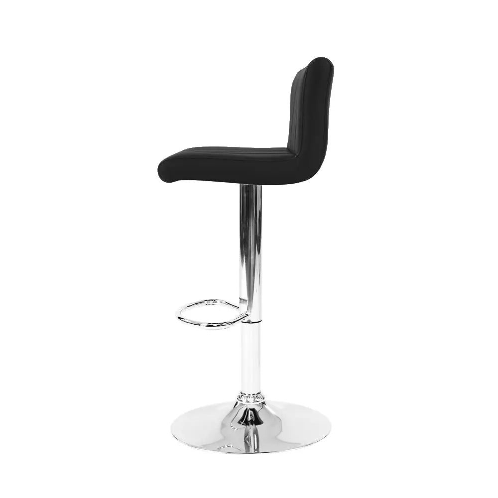 Artiss 2x Bar Stools Gas Lift Leather Chairs Black - Furniture > Bar Stools & Chairs