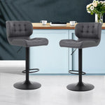 Artiss 2x Bar Stools Gas Lift Leather Padded Grey - Furniture > Bar Stools & Chairs