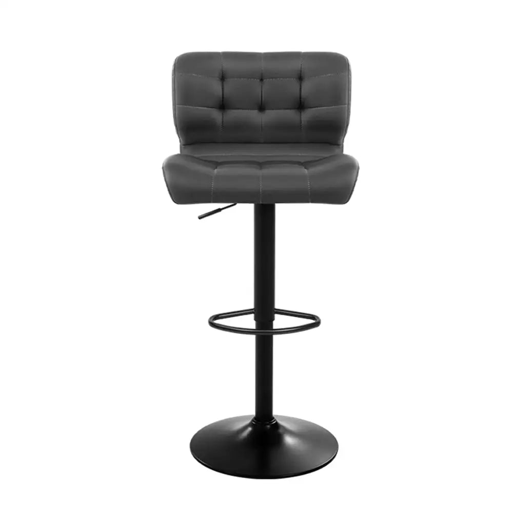 Artiss 2x Bar Stools Gas Lift Leather Padded Grey - Furniture > Bar Stools & Chairs