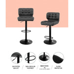 Artiss 2x Bar Stools Gas Lift Leather Padded Grey - Furniture > Bar Stools & Chairs