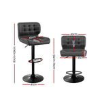 Artiss 2x Bar Stools Gas Lift Leather Padded Grey - Furniture > Bar Stools & Chairs