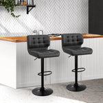 Artiss 2x Bar Stools Gas Lift Leather Padded Grey - Furniture > Bar Stools & Chairs