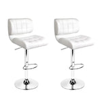 Artiss 2x Bar Stools Gas Lift Leather Padded White - Furniture > Bar Stools & Chairs