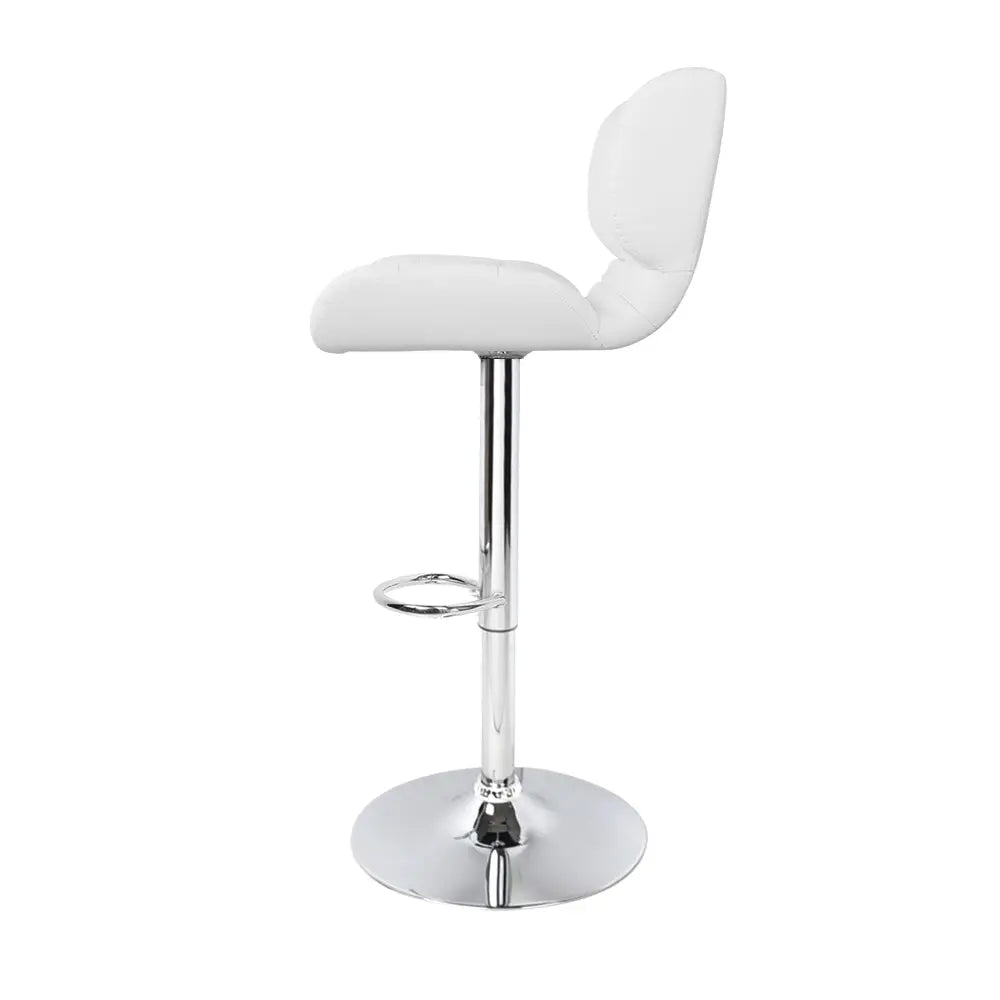 Artiss 2x Bar Stools Gas Lift Leather Padded White - Furniture > Bar Stools & Chairs
