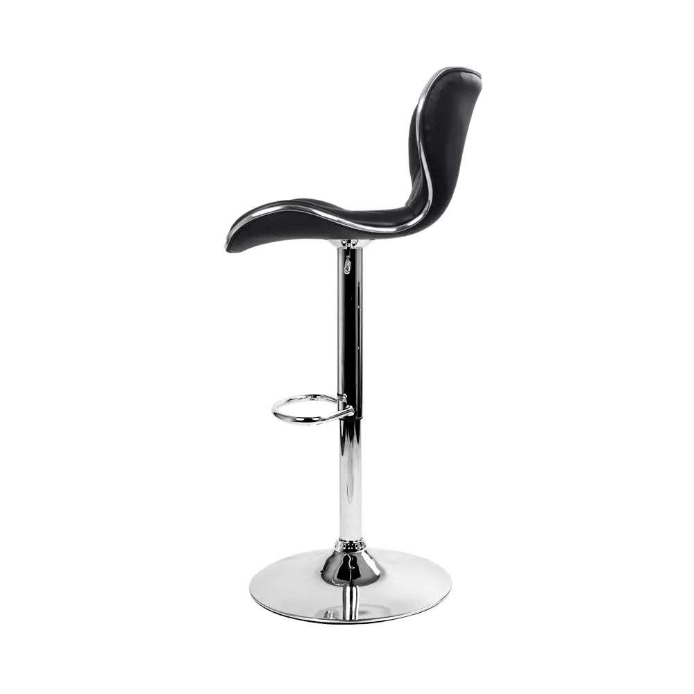 Artiss 2x Bar Stools Gas Lift Leather Seat Black - Furniture > Bar Stools & Chairs > Table & Bar Stools