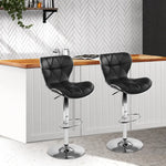 Artiss 2x Bar Stools Gas Lift Leather Seat Black - Furniture > Bar Stools & Chairs > Table & Bar Stools
