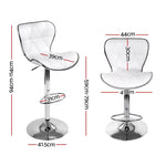Artiss 2x Bar Stools Gas Lift Leather Seat White - Furniture > Bar Stools & Chairs > Table & Bar Stools