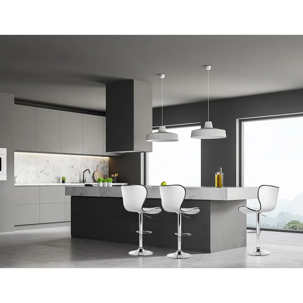 Artiss 2x Bar Stools Gas Lift Leather Seat White - Furniture > Bar Stools & Chairs > Table & Bar Stools
