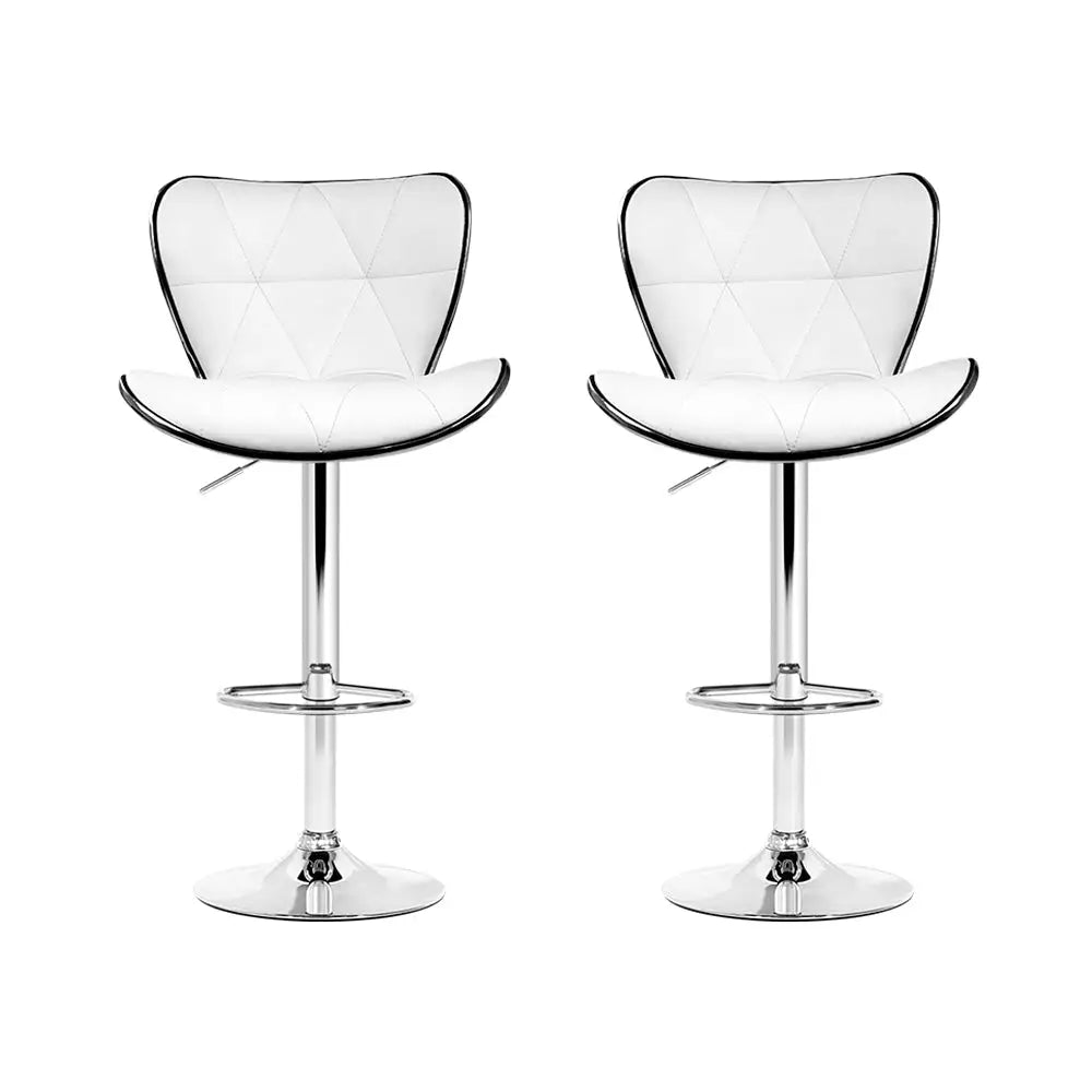 Artiss 2x Bar Stools Gas Lift Leather Seat White - Furniture > Bar Stools & Chairs > Table & Bar Stools