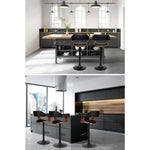Artiss 2x Bar Stools Gas Lift Leather w/Armrest All Black - Furniture > Bar Stools & Chairs > Table & Bar Stools