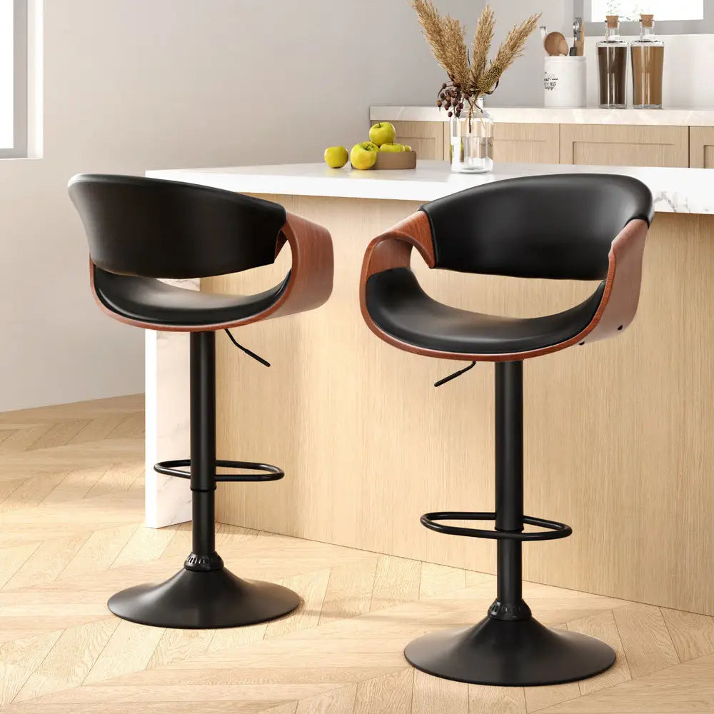 Artiss 2x Bar Stools Gas Lift Leather w/Armrest - Furniture > Bar Stools & Chairs > Table & Bar Stools