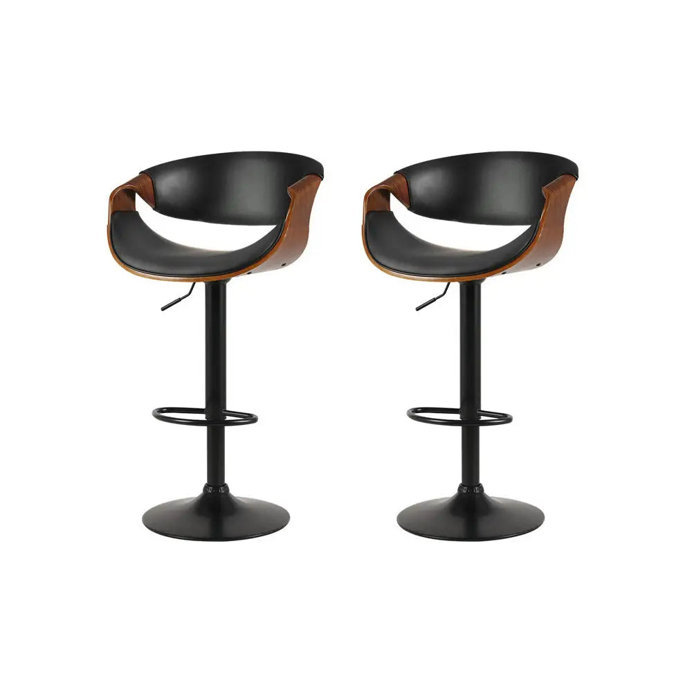 Artiss 2x Bar Stools Gas Lift Leather w/Armrest - Furniture > Bar Stools & Chairs > Table & Bar Stools