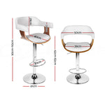Artiss 2x Bar Stools Gas Lift Leather w/Armrest White - Furniture > Bar Stools & Chairs