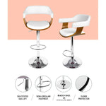 Artiss 2x Bar Stools Gas Lift Leather w/Armrest White - Furniture > Bar Stools & Chairs