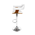 Artiss 2x Bar Stools Gas Lift Leather w/Armrest White - Furniture > Bar Stools & Chairs