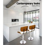 Artiss 2x Bar Stools Gas Lift Leather White - Furniture > Bar Stools & Chairs