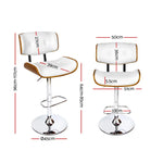 Artiss 2x Bar Stools Gas Lift Leather White - Furniture > Bar Stools & Chairs