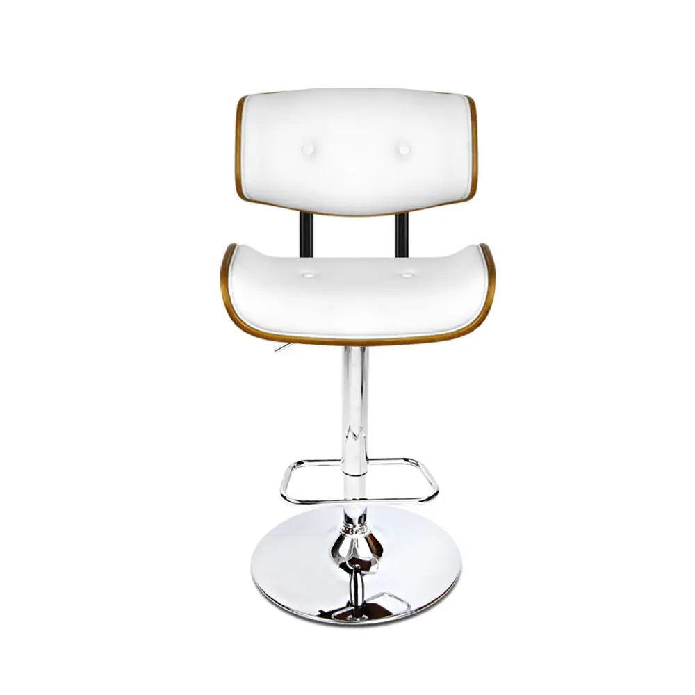 Artiss 2x Bar Stools Gas Lift Leather White - Furniture > Bar Stools & Chairs