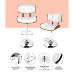 Artiss 2x Bar Stools Gas Lift Leather White - Furniture > Bar Stools & Chairs