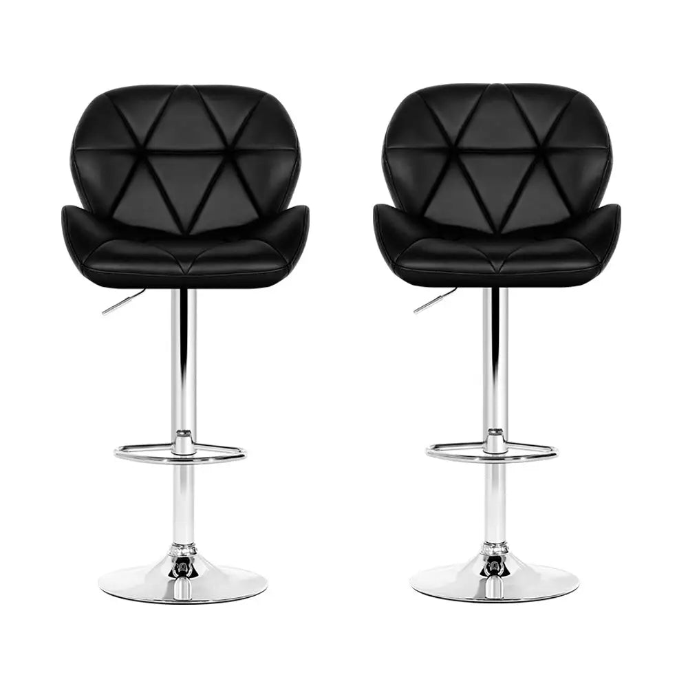 Artiss 2x Bar Stools Gas Lift Padded Leather Black - Furniture > Bar Stools & Chairs > Table & Bar Stools