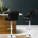 Artiss 2x Bar Stools Gas Lift Padded Leather Black - Furniture > Bar Stools & Chairs > Table & Bar Stools