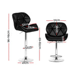 Artiss 2x Bar Stools Gas Lift Padded Leather Black - Furniture > Bar Stools & Chairs > Table & Bar Stools