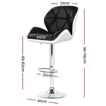 Artiss 2x Bar Stools Gas Lift Padded Leather Black & White - Furniture > Bar Stools & Chairs