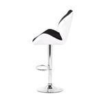Artiss 2x Bar Stools Gas Lift Padded Leather Black & White - Furniture > Bar Stools & Chairs