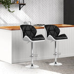 Artiss 2x Bar Stools Gas Lift Padded Leather Black & White - Furniture > Bar Stools & Chairs