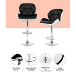 Artiss 2x Bar Stools Gas Lift Padded Leather Black & White - Furniture > Bar Stools & Chairs