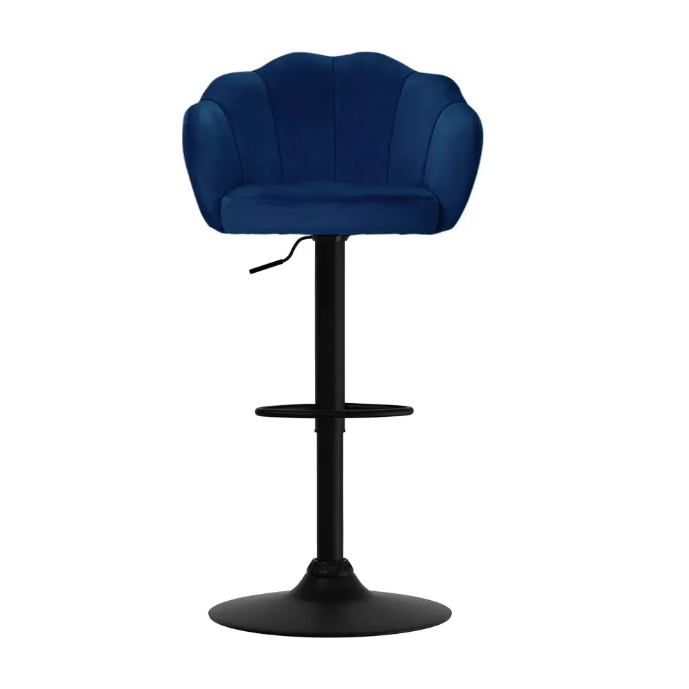 Artiss 2x Bar Stools Gas Lift Velvet Blue - Furniture > Bar Stools & Chairs