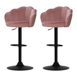 Artiss 2x Bar Stools Gas Lift Velvet Pink - Furniture > Bar Stools & Chairs