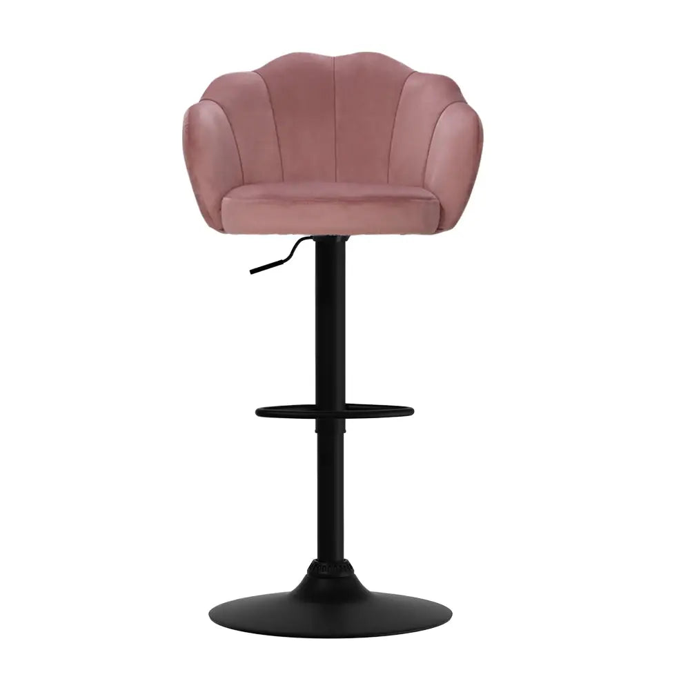 Artiss 2x Bar Stools Gas Lift Velvet Pink - Furniture > Bar Stools & Chairs