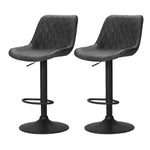 Artiss 2x Bar Stools Gas Lift Vintage Leather Black - Furniture > Bar Stools & Chairs
